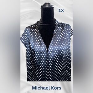 🌟 Michael Kors Blue Polka Dot Shirt 💙 | Elegant & Comfy Fit 👚✨